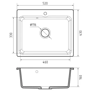 Мойка кухонная Reflexion Optima 52-WH RX0952WH белый